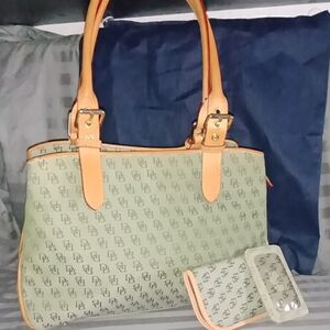 Dooney & Bourke Olive and Tan Shoulder Bag